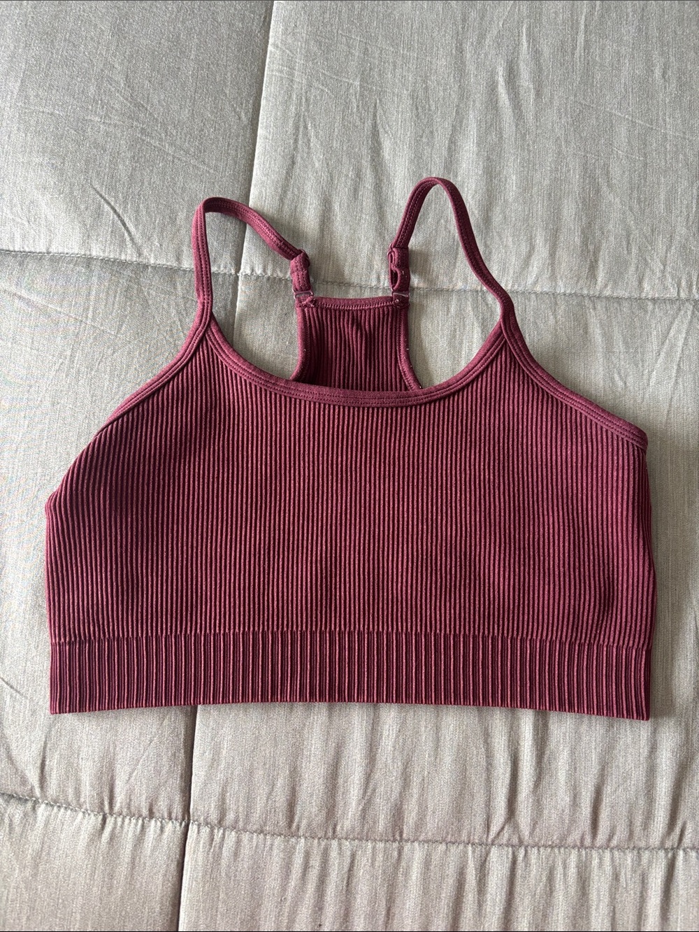 POPFLEX Ribbed High-Neck Sports Bralette in Maroon